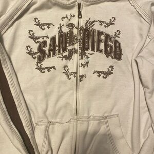 San Diego Graphic Hoodie - White and Brown
